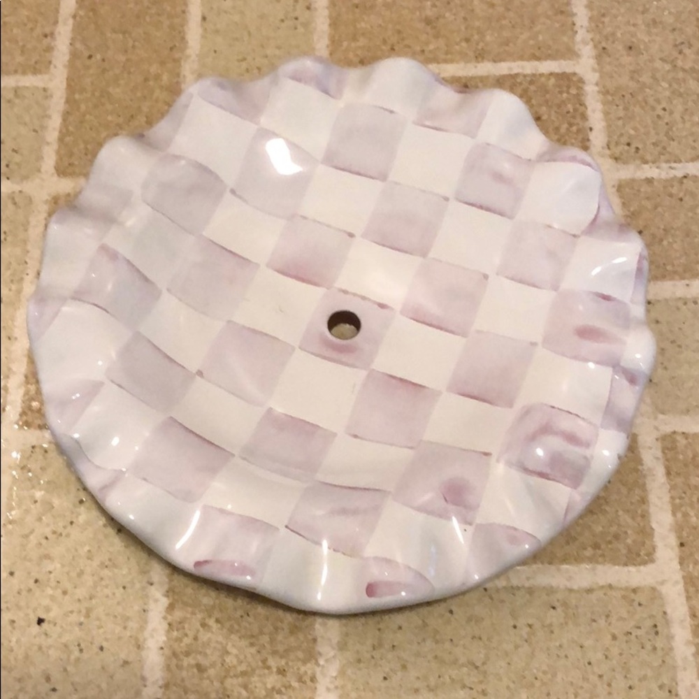 Makenzie childs pink white check tier plate